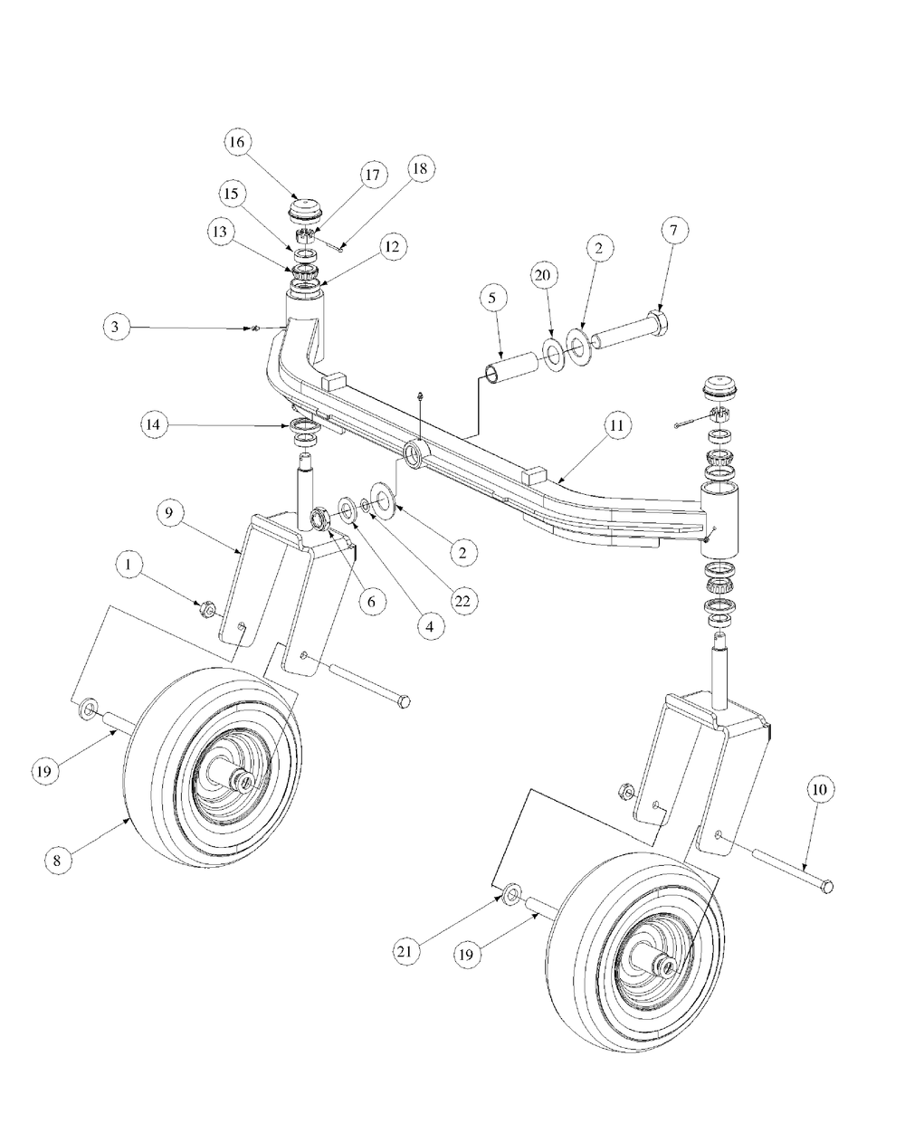 Front Caster Assembly Diagram and Parts List for M72-KW LC-53AB5GFZ750-29HP-DFI-OHV-LC Cub Cadet Lawn Tractor